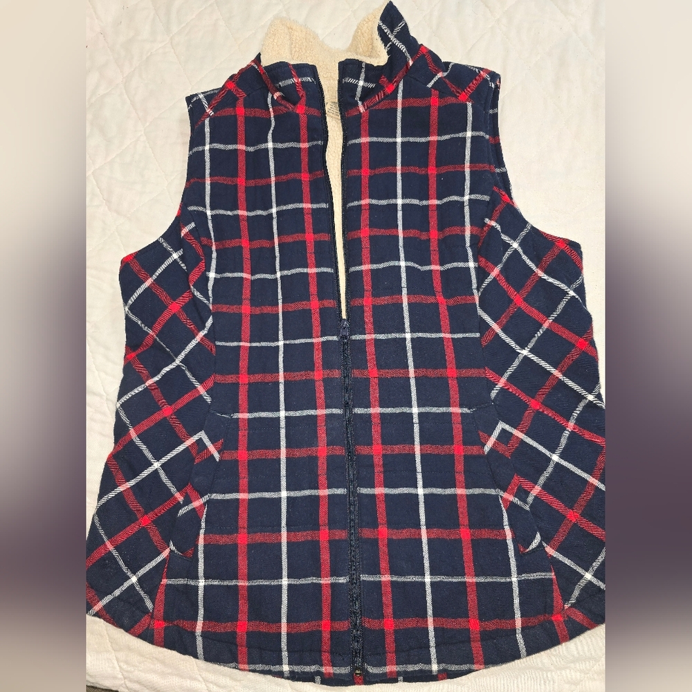 Duluth Trading Sherpa Lined Plaid Vest Size L